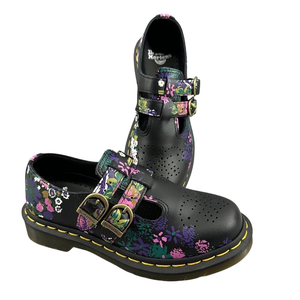 Dr. Martens 8065 Mary Jane Floral Leather Shoes Whimsigoth  Black Punk US 5 NWOT